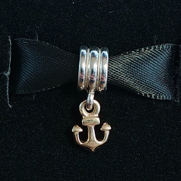 Authentic Pandora Anchor Dangle Charm 790225 Silver & 14K Gold - Picture 7 of 8